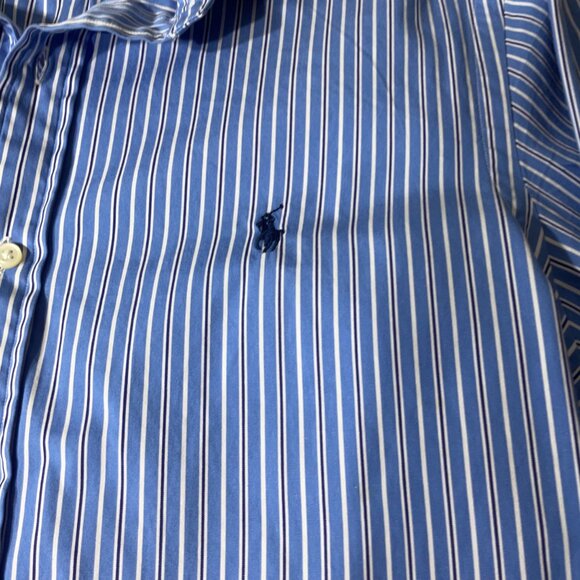 Polo Ralph Lauren Mens Slim Fit Blue/White Striped Dress Shirt 16.5 34/35 Large - Picture 3 of 7